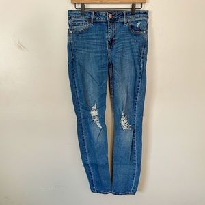 OLD NAVY distressed mid rise skinny jeans